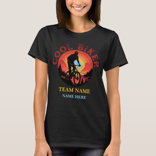 カスタマイズ 名前入り クールバイカー 自転車チーム Tシャツ (正面)