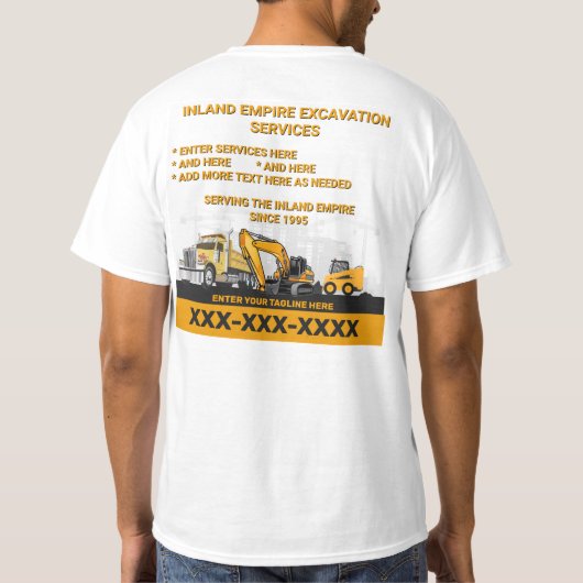 カスタマイズ 土木請負業者 建設 Tシャツ (裏面)