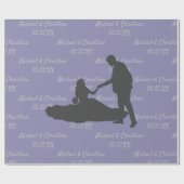 カスタマイズ 夫婦のシルエット 名前 日付 結婚式 ラッピングペーパー (フラット)