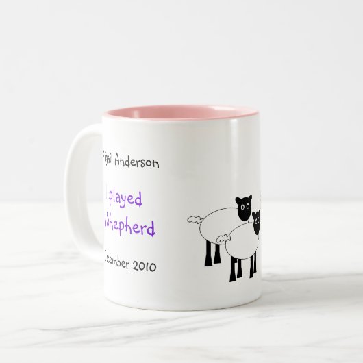 カスタマイズ- – 子供の出生羊飼い女の子 ツートーンマグカップ (正面左)