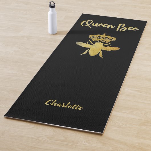 カスタマイズ 現代の QUEEN BEE ゴールド&ブラック 女性用 ヨガマット (インサイチュ)