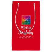 カスタマイズ 画像 会社 ロゴ テキスト メリークリスマス スモールペーパーバッグ (正面)