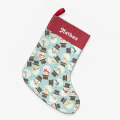 カスタマイズ |雪だるまパーティー スモールクリスマスストッキング (正面 (吊り時))
