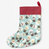 カスタマイズ |雪だるまパーティー スモールクリスマスストッキング (裏面)