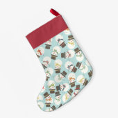 カスタマイズ |雪だるまパーティー スモールクリスマスストッキング (裏面 (吊り時))