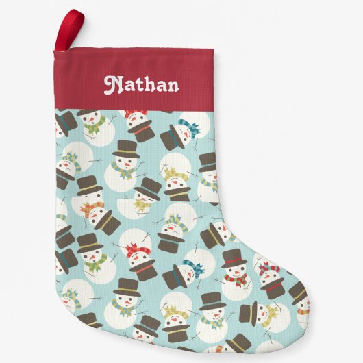 カスタマイズ |雪だるまパーティー スモールクリスマスストッキング (正面)