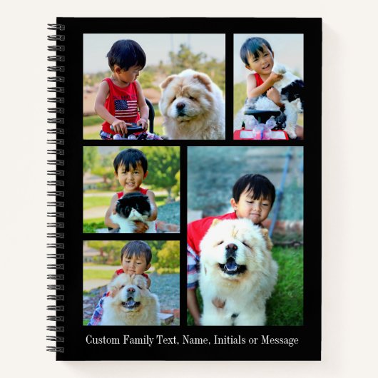 カスタマイズ 5枚のフォトコラージュモダン写真イメージ ノートブック (正面)