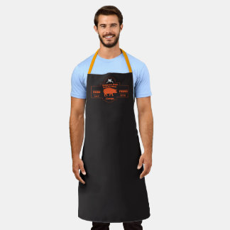 カスタマイズ Butcher Shop Hog Pig オレンジ 黒 グラフィック エプロン