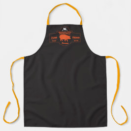 カスタマイズ Butcher Shop Hog Pig オレンジ 黒 グラフィック エプロン