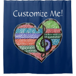 カスタマイズ Meミュージックカラフルトレブルクレフ、 音符記号ハート シャワーカーテン
