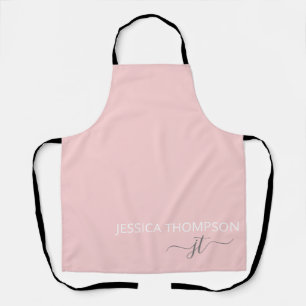カスタマイズ Monogram Name モダン Pink (モノグラム名)赤面 エプロン