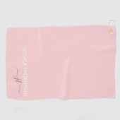カスタマイズ Monogram  Name モダン Pink （モノグラム名）赤面 ゴルフタオル (横)