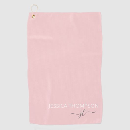 カスタマイズ Monogram  Name モダン Pink （モノグラム名）赤面 ゴルフタオル (正面)