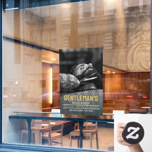 カスタマイズBarbershopモダン Bearded Man Graphic ウィンドウサイン (カフェ窓)