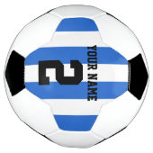 カスタマイズBlue &  White Fotboll /サッカーストライプ: サッカーボール (回転)