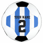 カスタマイズBlue &  White Fotboll /サッカーストライプ: サッカーボール (正面)
