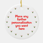 カスタマイズCandy Canes付きクリスマスリース セラミックオーナメント (裏面)