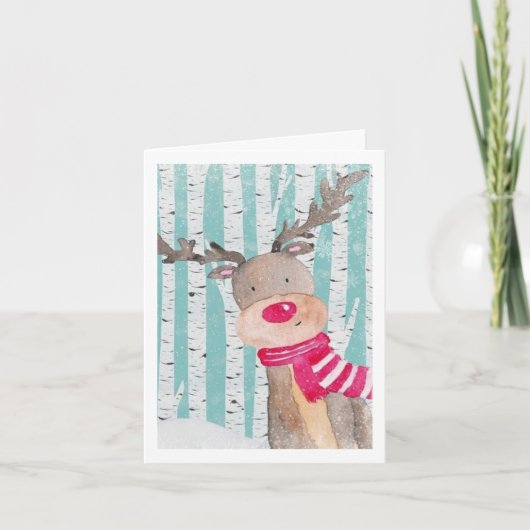 カスタマイズChristmas Card - Red Noise Reindeer シーズンカード (正面)