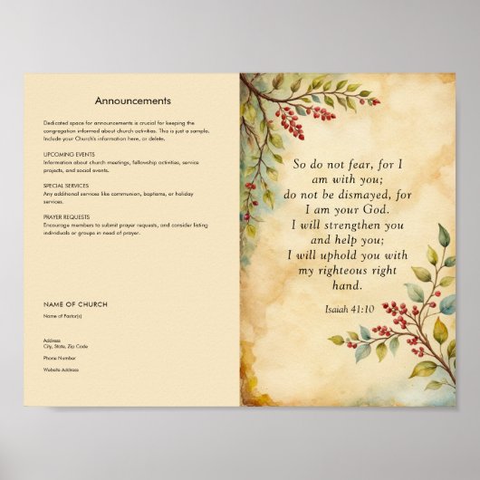 カスタマイズChurch Bulletinのダウンロード ポスター (正面)