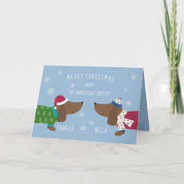 カスタマイズDaschund Cute Cartoon Christmas カード