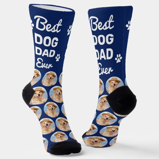 カスタマイズDOG DAD ペット写真 パーソナライズ パターン ソックス (傾斜あり)