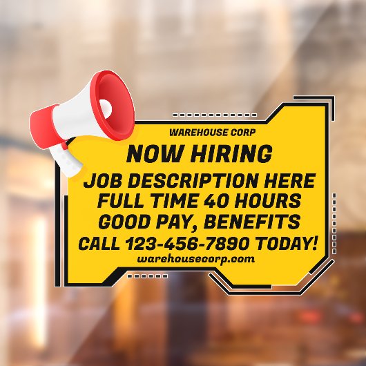 カスタマイズGeneric Loud Speaker Now Hiring ウィンドウサイン (シート2)