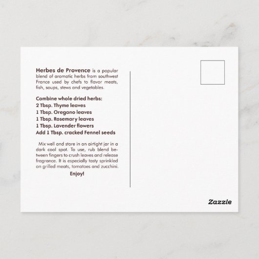 カスタマイズHerbes de Provenceはがき ポストカード (裏面)