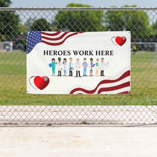 カスタマイズHeroes Work Here Hospital Icon Staff 横断幕 (インサイチュ)