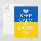 カスタマイズKEEP CALM and CARRY ON - ウクライナ旗 ポストカード (正面/裏面)