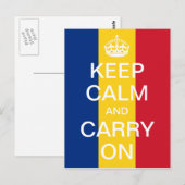 カスタマイズKEEP CALM and CARRY ON - ルーマニア国旗 ポストカード (正面/裏面)