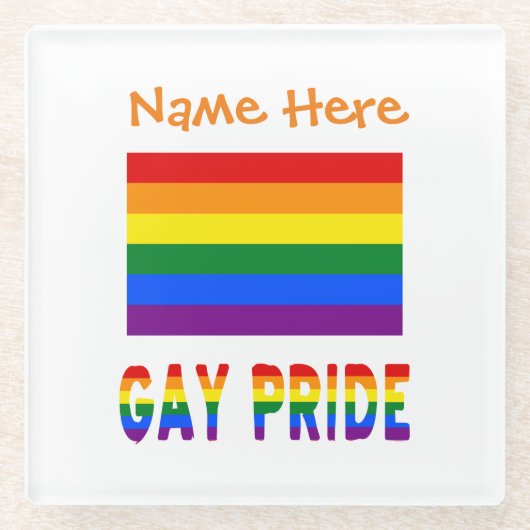 カスタマイズLGBTQレインボーゲイプライドフラグ ガラスコースター (正面)