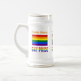 カスタマイズLGBTQレインボーゲイプライドフラッグ ビールジョッキ