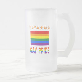 カスタマイズLGBTQレインボーゲイプライドフラッグ フロストグラスビールジョッキ