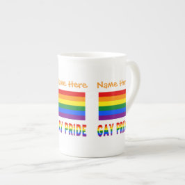 カスタマイズLGBTQレインボーゲイプライドフラッグ ボーンチャイナマグカップ