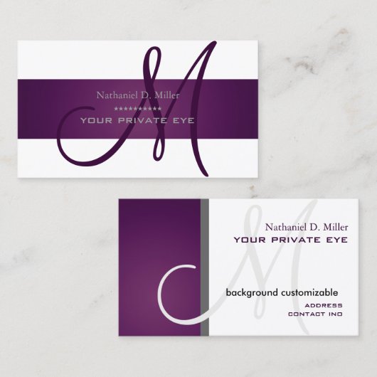 カスタマイズPlum Monogram/DIY背景色 名刺 (正面/裏面)