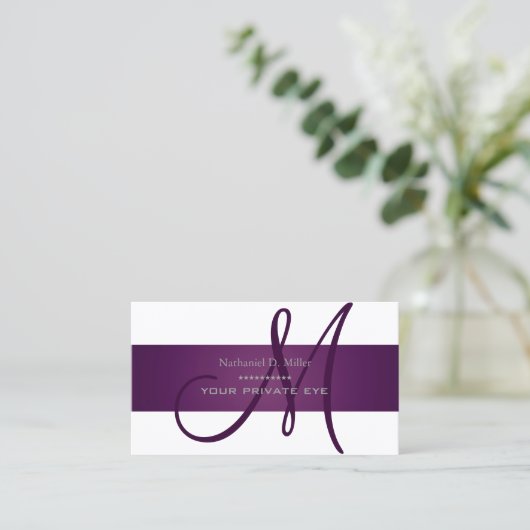 カスタマイズPlum Monogram/DIY背景色 名刺 (スタンド正面)