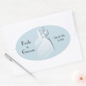 カスタマイズProduct Blueレトロ結婚ズDancers Coord 楕円形シール (封筒)