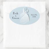 カスタマイズProduct Blueレトロ結婚ズDancers Coord 楕円形シール (バッグ)