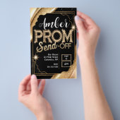 カスタマイズPROM SEND-OFFきらめく Black and金ゴールド チラシ (ハンドル)