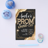 カスタマイズPROM SEND-OFFきらめく Black and金ゴールド チラシ (シングル)