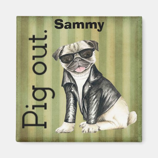 カスタマイズPugおもしろい磁石 マグネット (正面)