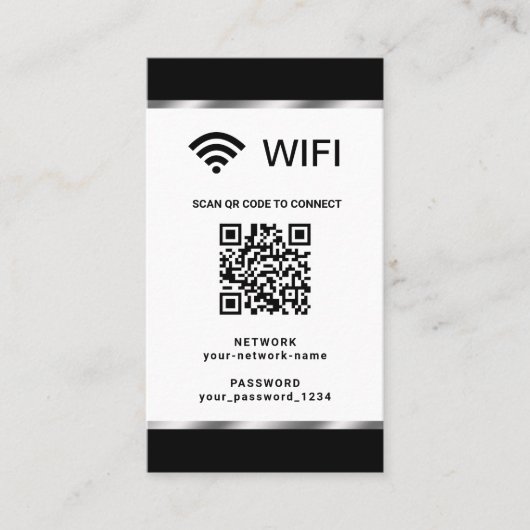 カスタマイズQRコード Wi-Fiネットワークとパスワード 名刺 (正面)