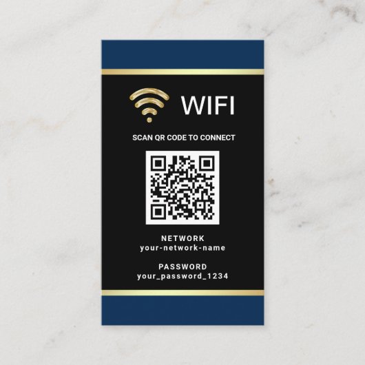 カスタマイズQRコード Wi-Fiネットワークパスワード 名刺 (正面)