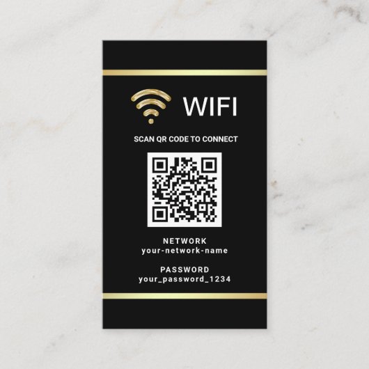 カスタマイズQRコード Wi-Fiネットワークパスワード 名刺 (正面)
