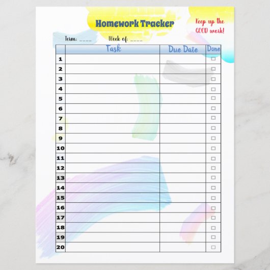 カスタマイズRainbow 絵を描 Student Homeworkトラッカー (正面)