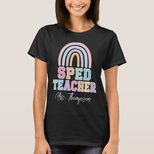 カスタマイズSPED教師レインボー名簿パステルアート Tシャツ (正面)