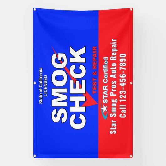 カスタマイズStar Certified Smog Test 車の Shop 横断幕 (縦)