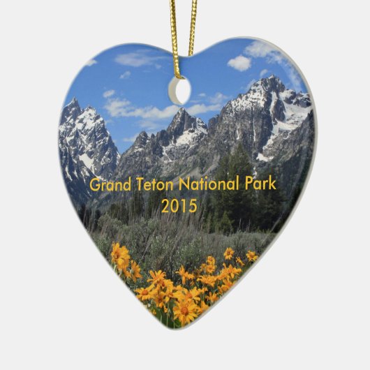 カスタマイズTetonの壮大な国立公園の春 セラミックオーナメント (左)