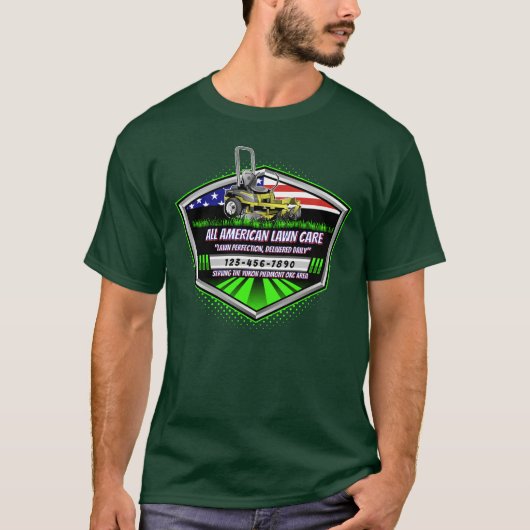 カスタマイズUSAフラグ愛国的な芝生管理サービス Tシャツ (正面)