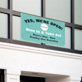 カスタマイズW/Logo-We're Open Dine In & Take Out 横断幕 (ビルの外側)